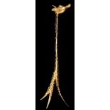 A gold giraffe brooch with diamond eye, 11cm, marked 18ct SCHWARTZ, 10.7g Good condition