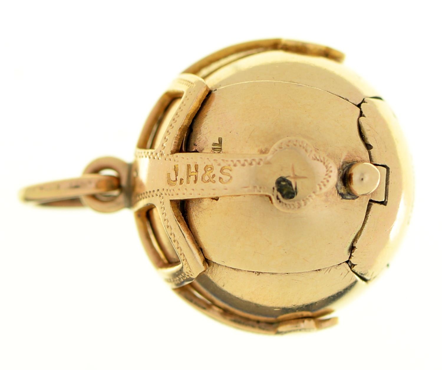 A gold and silver gilt Masonic orb fob  pendant, 19mm, 12.4g Good condition - Bild 2 aus 4
