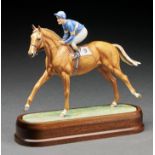 A Royal Worcester equestrian model of "Grundy" and Pat Eddery designed by Doris Lindner,