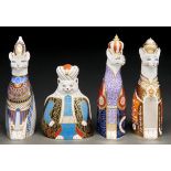 A set of four Royal Crown Derby Persian cats paperweights, late 20th c, 23cm h and smaller,