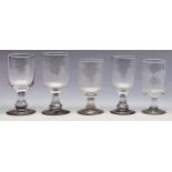 Twenty-four Victorian glass rummers and goblets, on plain straight or faceted stem, with or