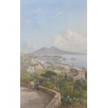 C Gialli, 19th century -  The Bay of Naples,  a pair, both indistinctly signed, gouache, 39 x
