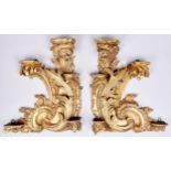 A pair of Victorian giltwood wall brackets, in George III rococo style, 52.5cm h, overall length