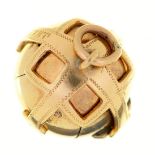 A gold and silver gilt Masonic orb fob  pendant, 19mm, 12.4g Good condition