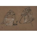 John Sydney Steel (1863-1932) - Study of Arabs, black and white chalk on coloured paper, 23 x 34cm