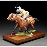 A Royal Worcester equestrian model of 'By a Short Head' designed by Bernard Winskill, introduced