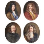 A set of four Paris (Rue de la Paix) porcelain plaques of eminent dramatists and poets, c1860,