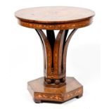 A Dutch walnut and marquetry centre table, early 19th c, the marquetry late 19th c, the removable