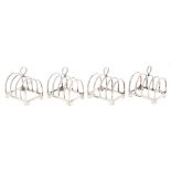 A set of four George V silver five hoop toast racks, 68mm l, by Deakin & Francis Ltd, Birmingham