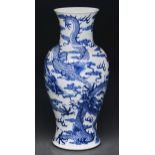 A Chinese blue and white dragon vase, Qing dynasty, 19th c, 36cm h, Kangxi mark Good condition