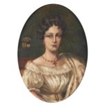 French School - Portrait Louise de la Forest d'Armaille, bust length in white dress and gold