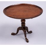 Miniature furniture. A mahogany tripod table, 20th c, in George III style, with dished top, 25cm h