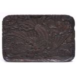 A Chinese carved and stained wood dragon tray, early 20th c, 56cm l Good condition