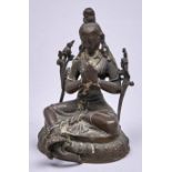 A Indian domestic bronze votive statuette of Shiva, 19th / 20th c, 10cm h Much dirt and polish