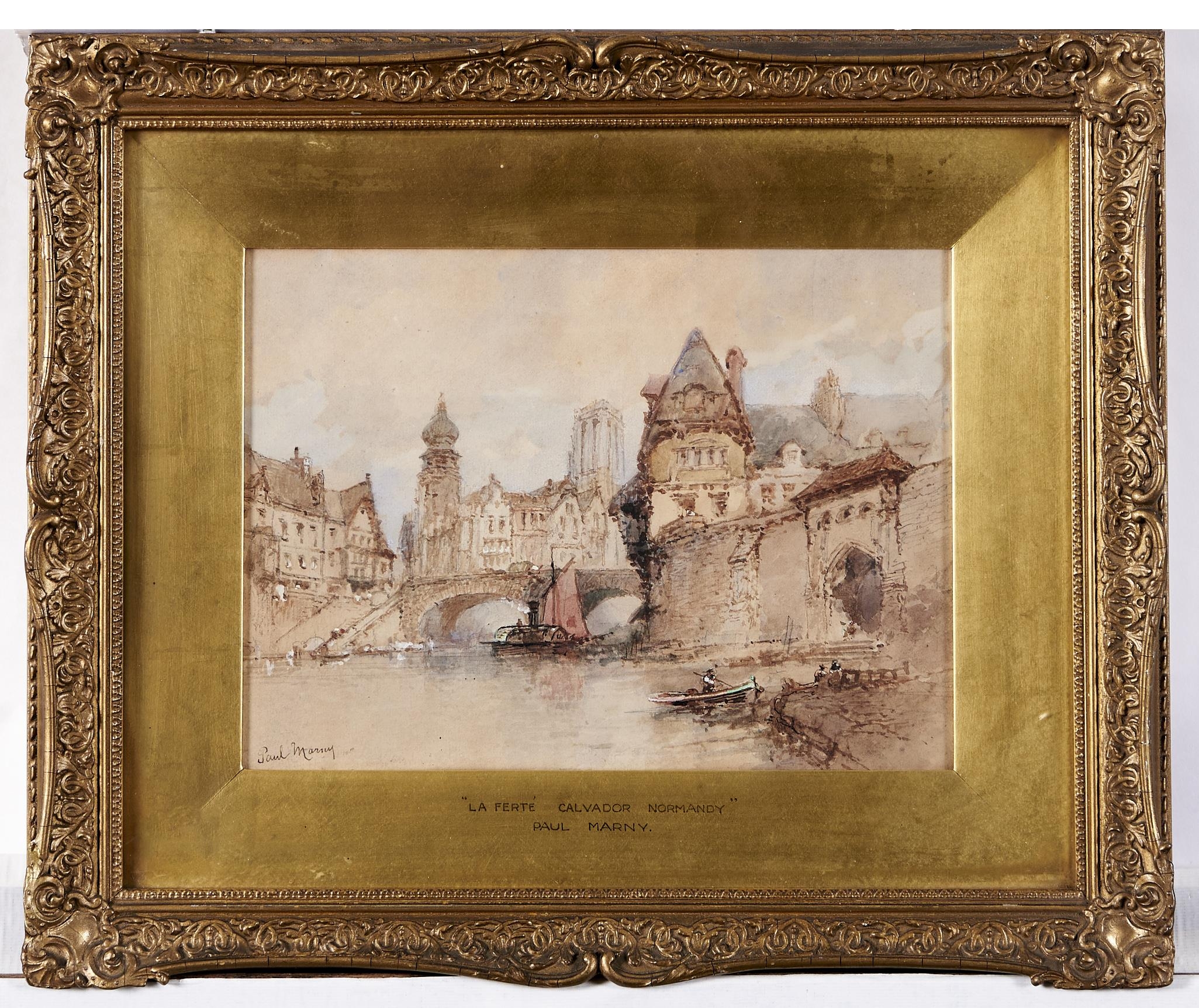 Paul Marny (1829-1914) - La Ferte Calvador Normandy, signed, watercolour, 20 x 27.5cm Good condition - Image 2 of 2