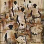 African School, 20th century - Untitled, signed, (Patoganorpe), oil on canvas, 34 x 34cm Good