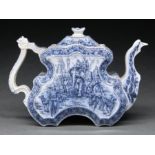A Burgess and Leigh blue printed earthenware Indian Hunting pattern teapot and cover, c1896, 16.