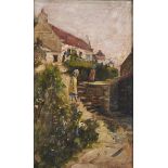 F L Baines, 19th/20th century  - A Coastal Cottage, signed, oil on panel, 23 x 14cm Good condition