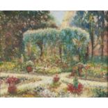 Edouard Gietan Charles Ansaloni, fl early 20th century - The Garden in Summer, signed, oil on board,