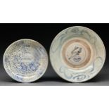 Two Southern Chinese Asian-market blue and white bowls, 19th c, 21 and 26cm diam Smaller bowl not