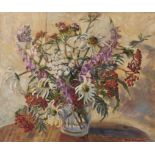 Wyn  Stainger, 20th century - Flowers in a Glass Vase, signed,  oil on canvas, 49 x 59cm Good
