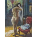 British School, 20th century - The Bather, indistinctly signed, pastel, 50 x 36cm Apparently good