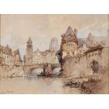 Paul Marny (1829-1914) - La Ferte Calvador Normandy, signed, watercolour, 20 x 27.5cm Good condition