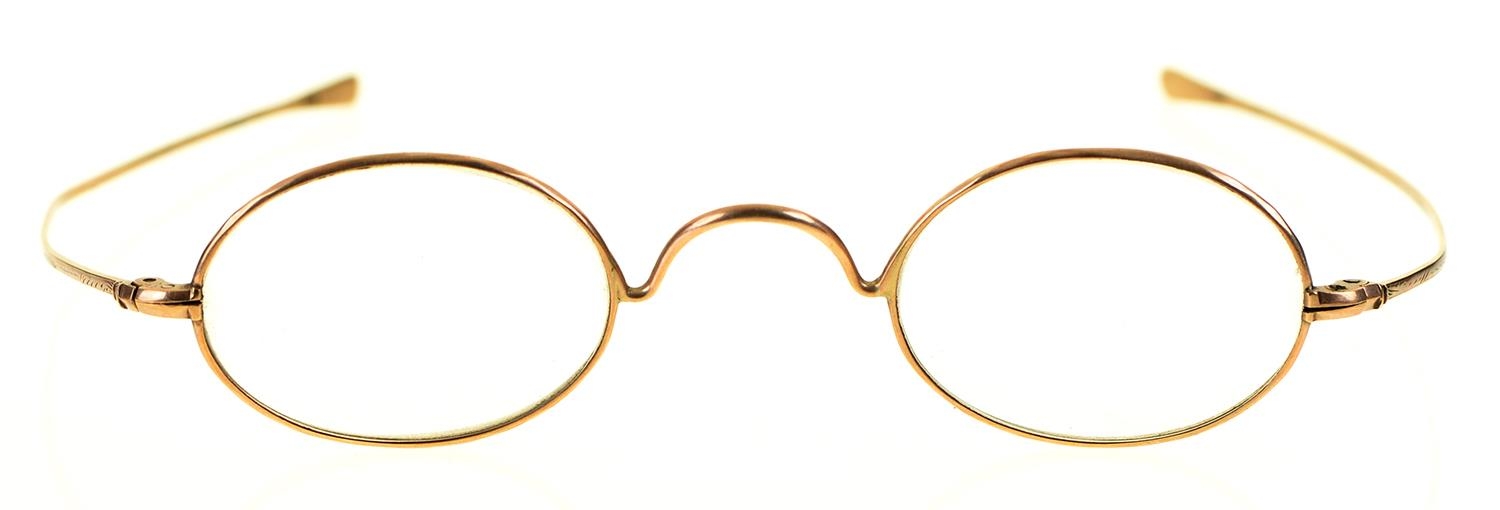 A pair of Edwardian 9ct gold spectacles, incuse maker's mark indistinct, Birmingham 1902 Undamaged