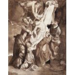After Sir Peter Paul Rubens - The Descent from the Cross, watercolour, en grisaille, 17.5 x 13.5cm