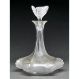 A Lalique clear and frosted glass decanter and stopper, post 1945,  31cm h, engraved mark and 160