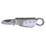 Sheffield cutlery industry. A miniature steel folding knife, c1900, mother of pearl scales, 15mm