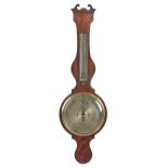 A Victorian mahogany and line inlaid barometer, V Zanetti Manchester, with engraved and silvered