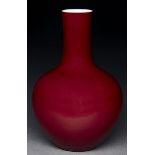 A Chinese red monochrome glazed vase, 29cm h, Kangxi mark Condition ReportGood condition