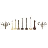 Miscellaneous table lamps and a pair of brass wall lights