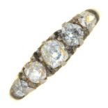 A five stone diamond ring, with old cut diamonds, in gold, 3.9g, size H Condition ReportOriginally