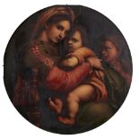 F Milano, 19th c after Raphael - Madonna della Sedia, oil on canvas, 72cm diam, contemporary