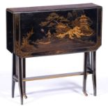 A black japanned Sutherland table, early 20th c, 69cm h; 68 x 81cm Condition ReportA good well