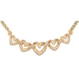 A diamond linked hearts necklace, in gold, 50cm l, marked 14k, 39g Condition ReportGood condition