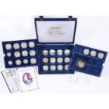 Silver coins. Various territories, eleven proof parcel gilt silver non circulating crowns, 1997