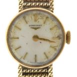 A Longines 9ct gold lady's wristwatch, 17mm, London 1967, 9ct gold bracelet, 22.5g Condition