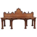 An early Victorian oak sideboard table, designed by Thomas Johnson of Lichfield and supplied in 1842