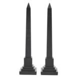 A pair of Victorian etched Derbyshire slate (Ashford black marble) models of Cleopatra's needle,