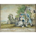 After Giuseppe Piattoli - Tuscan Proverbs, five, hand coloured etchings, late 18th or early 19th