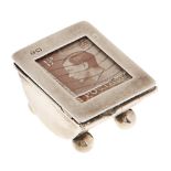 A George V silver postage stamp box, 34mm l, marks rubbed, by Adie & Lovekin Ltd, Chester