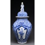 A Japanese blue and white jar and cover, Arita, Edo period, early 18th c, 55cm h Condition ReportJar
