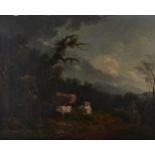 Sir Peter Francis Bourgeois RA (1753-1811) - A Wooded Landscape with Drover and Cattle at a