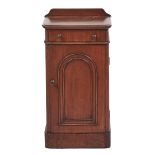 A Victorian mahogany pot cupboard, with drawer and arch moulding to the door, 74cm h; 33 x 39cm