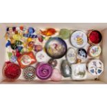 Miscellaneous glass paperweights, enamel bonbonnieres and other miniature ornamental objects, 19th c