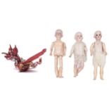 Three S.F.B.J. and other bisque headed character dolls, early 20th c, with composition body, various