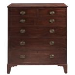 An early Victorian mahogany chest of drawers, on bracket feet, 121cm h; 53 x 109cm Condition